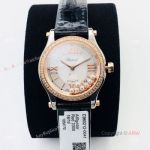 Swiss Replica Chopard Happy Sport 36mm Rose Gold Diamond Ladies Watch